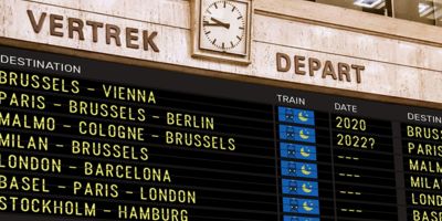 Board in train station